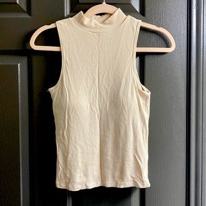 Beige mock neck built in bra